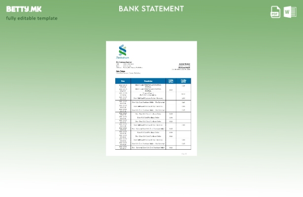 модерен стил Зимбабве Стандарден чартер шаблон за извод од банка